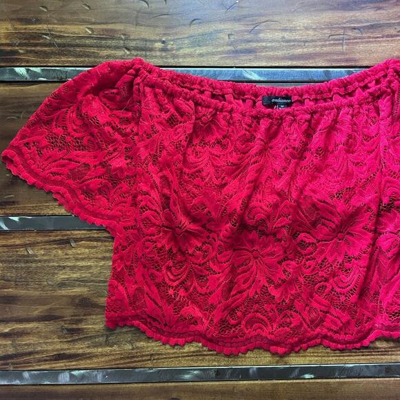 Rue 21 Hot pink lace off the shoulder Crop Size Small - Picture 1 of 5